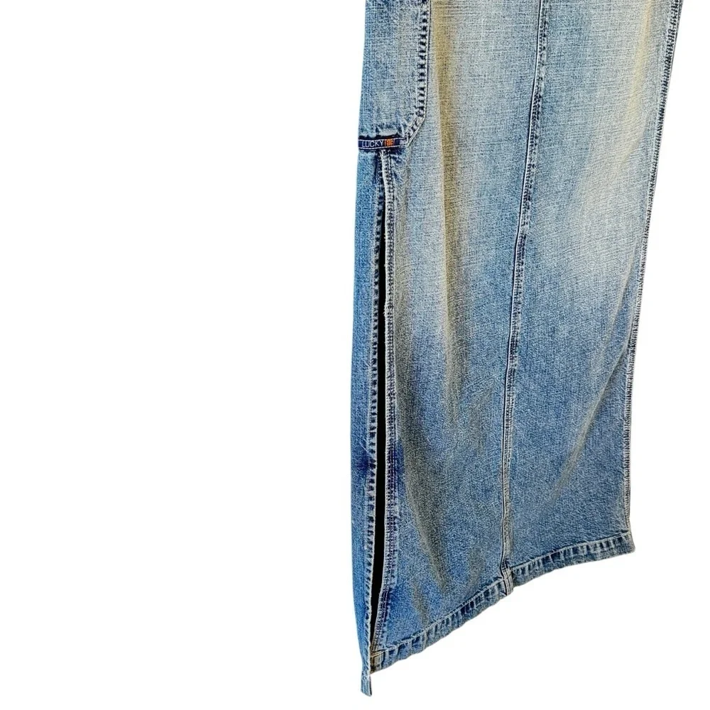 Lucky Brand Vintage Y2K Denim Maxi Pencil Skirt with Long Slit Pockets Waist 30